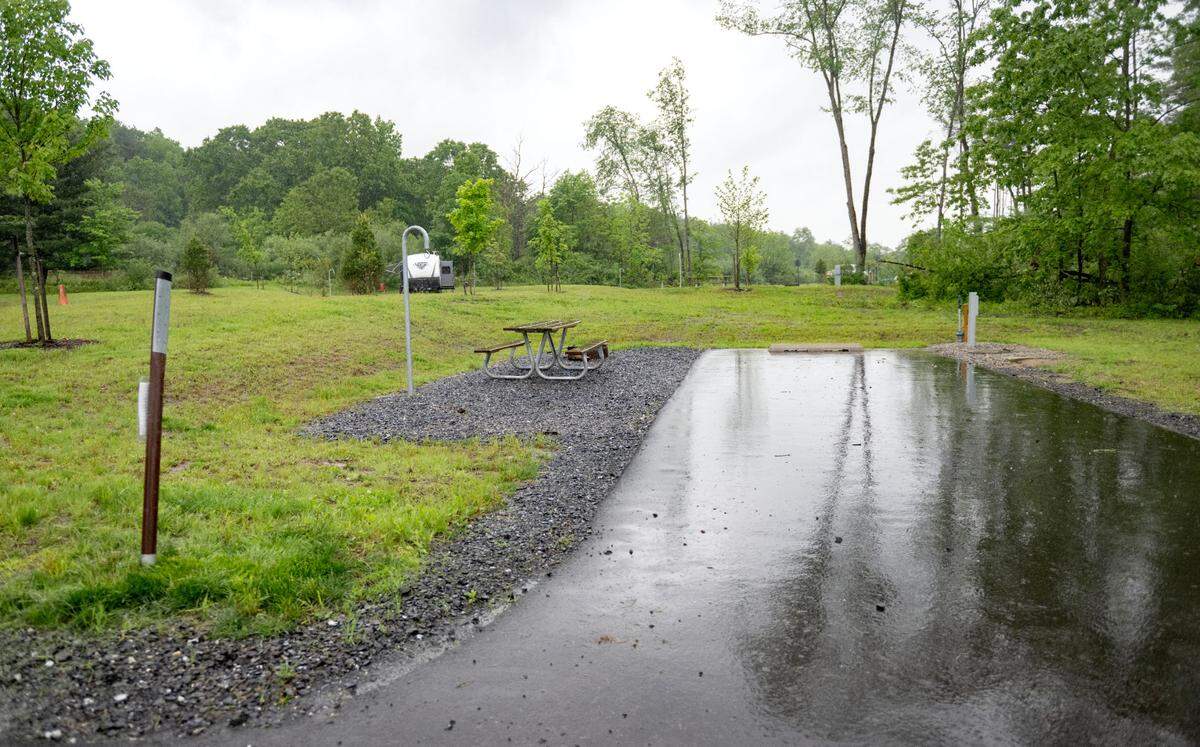 One of the new pet-friendly, full-service RV sites on the White Pine camping loop at Bald Eagle State Park on Wednesday, May 21, 2025.