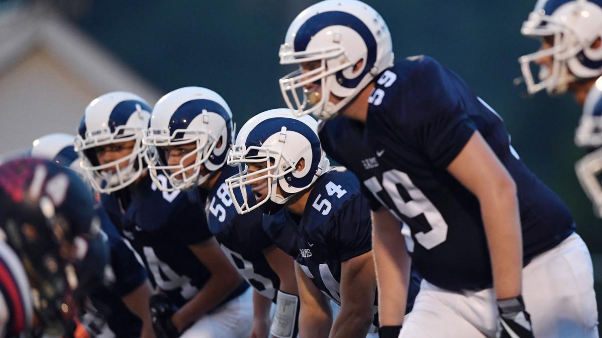 Penns Valley football players line up during a game against Huntingdon.