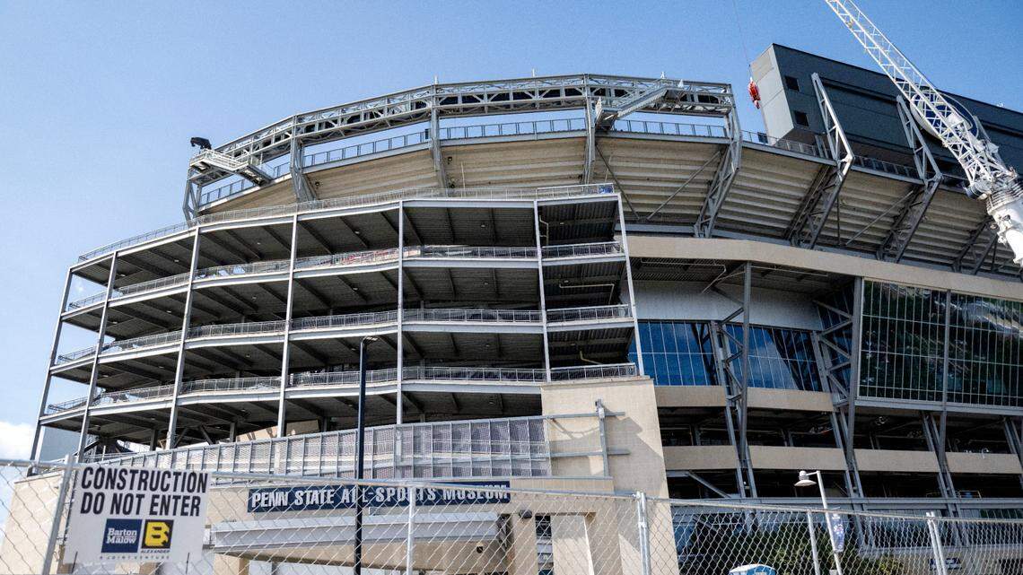 Construction continues at Beaver Stadium on Thursday, Aug. 22, 2024.  