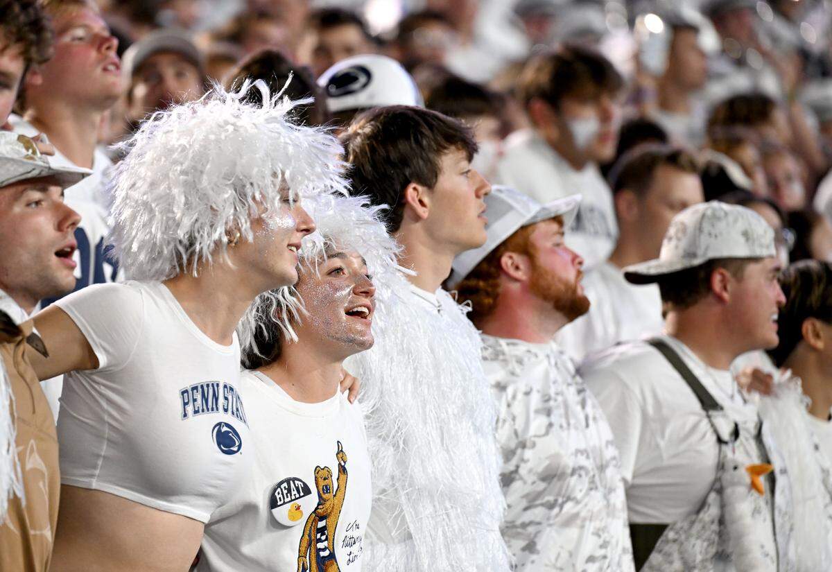 The Penn State student section during the White Out game against Oregon on Saturday, Sept. 27, 2025.  