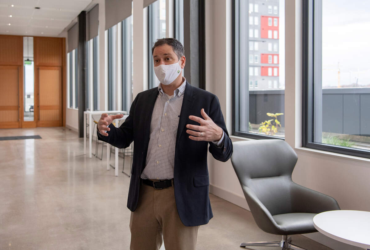 From the sixth floor of the new Penn State Innovation Hub, James Delattre talks about how the space will be able to hold events and create networks. Delattre is the director of the Office of Entrepreneurship and Commercialization.