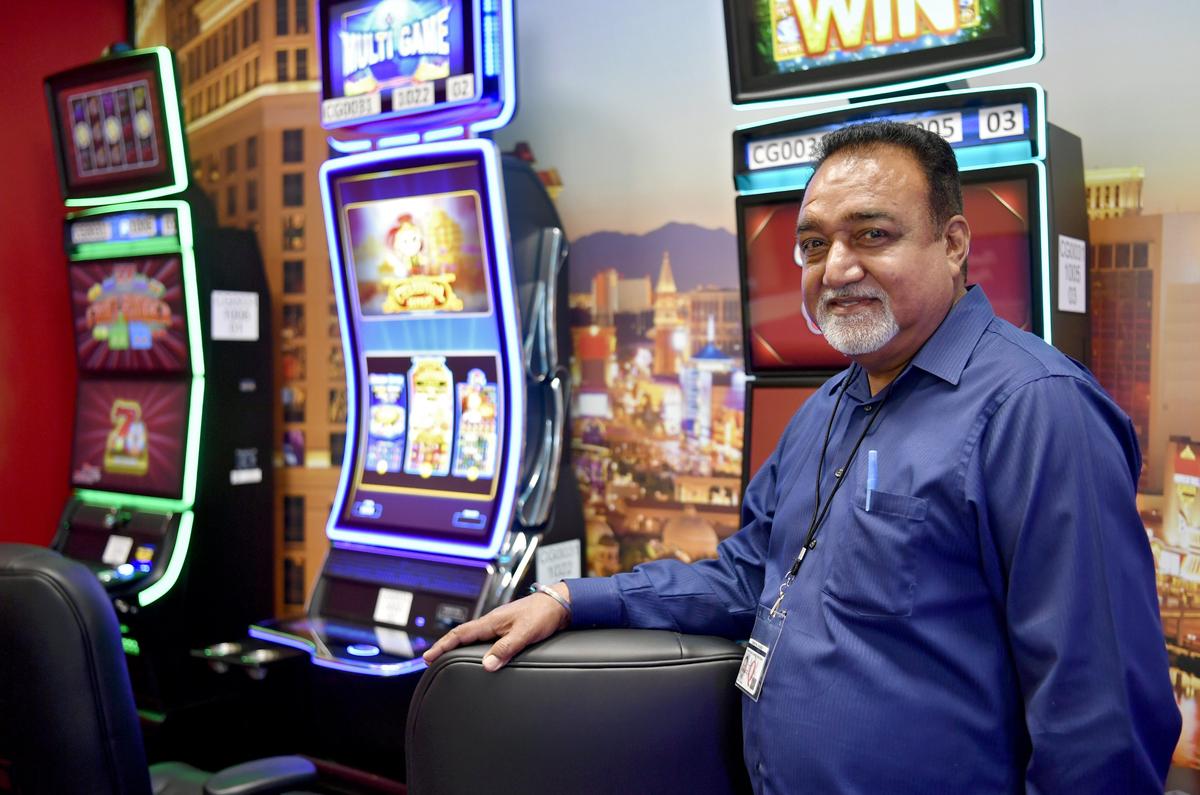 Joe Grewal, manager and owner of the Snow Shoe Travel Plaza, in the plaza’s new video gaming terminal lounge on Thursday.