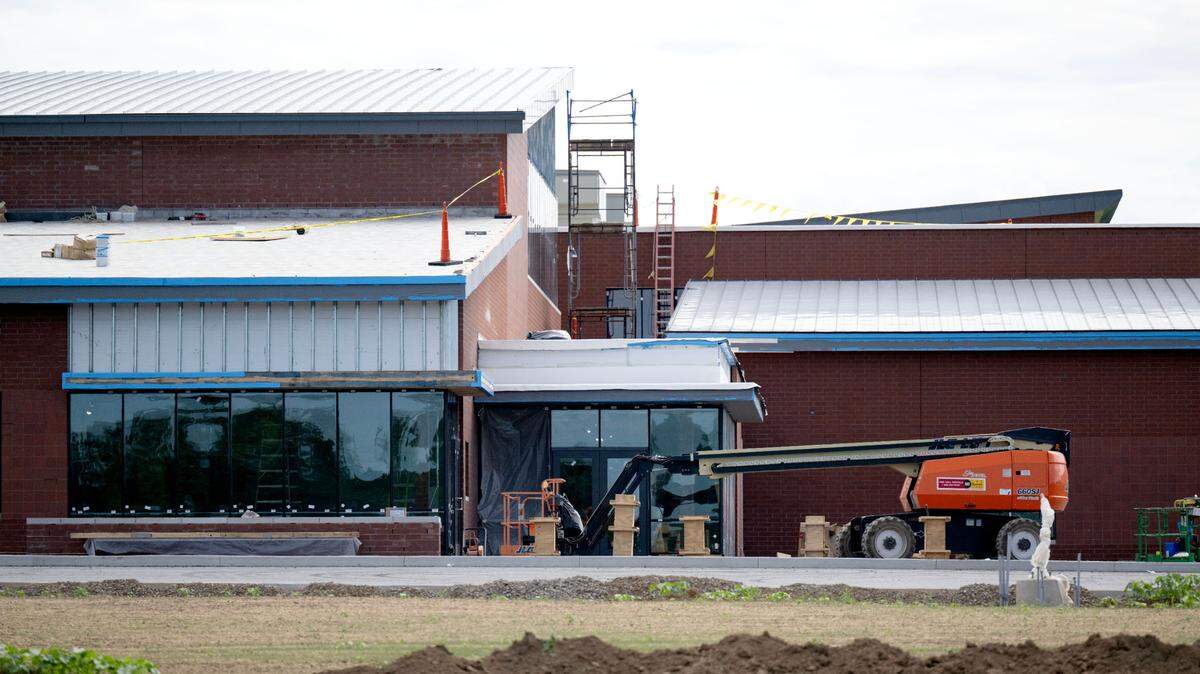 Construction continues on the new Bellefonte Elementary School on Friday, July 18, 2025.  