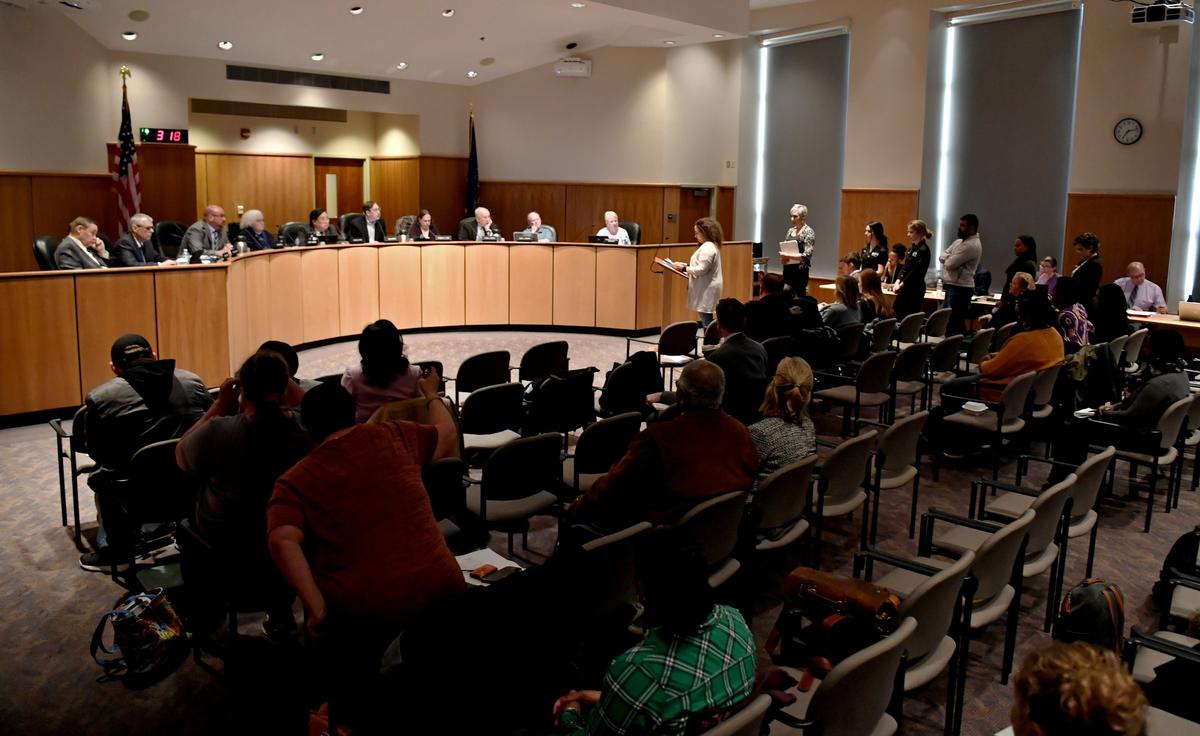 Community members speak during the public portion of the State College Borough Council meeting on Monday, April 15, 2019.