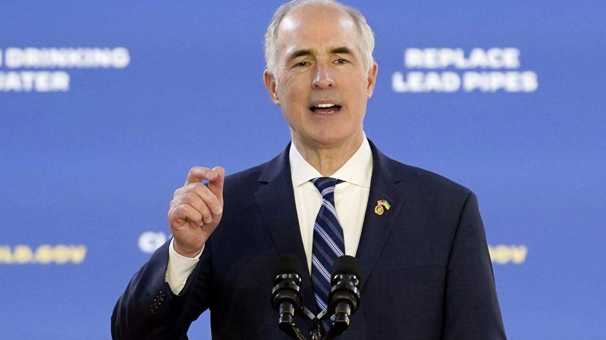 Sen. Bob Casey, D-Pa., speaks before President Joe Biden about his infrastructure agenda while announcing funding to upgrade Philadelphia’s water facilities and replace lead pipes, Friday, Feb. 3, 2023, at Belmont Water Treatment Center in Philadelphia.