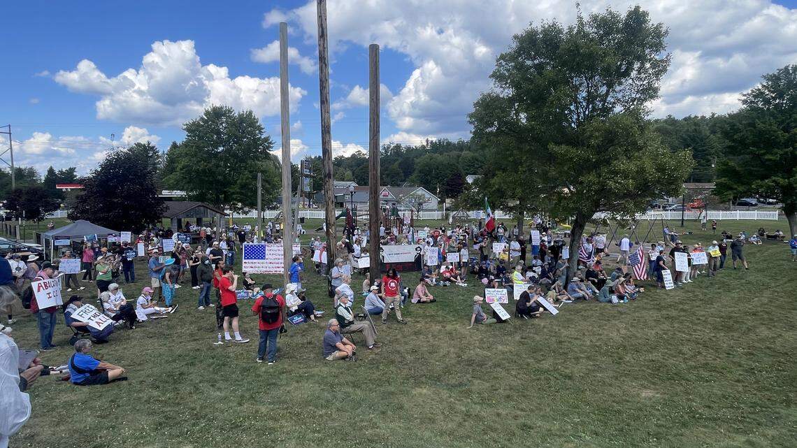 ‘Shut it down’: Philipsburg protest against nearby ICE facility draws hundreds