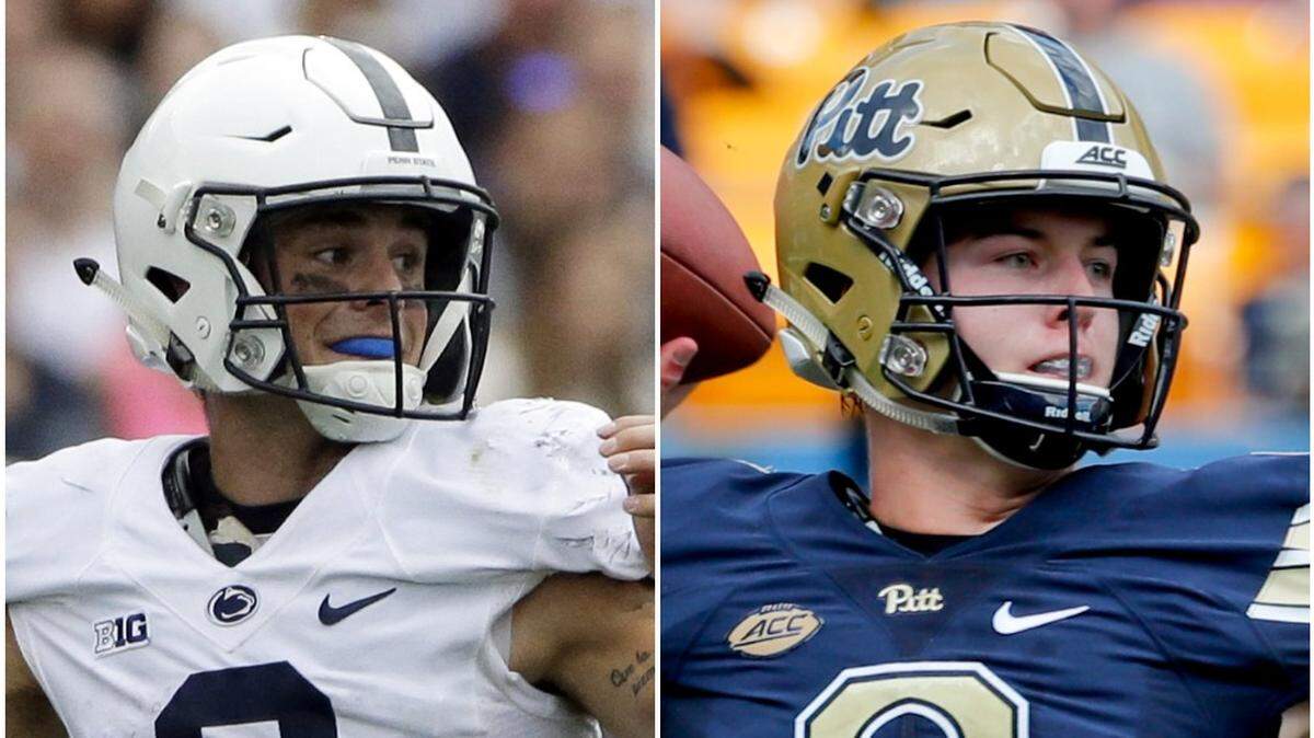 Penn State QB Trace McSorley (left) and Pitt QB Kenny Pickett (right) will meet at 8 p.m. Saturday at Heinz Field in the 99th matchup between the two schools.