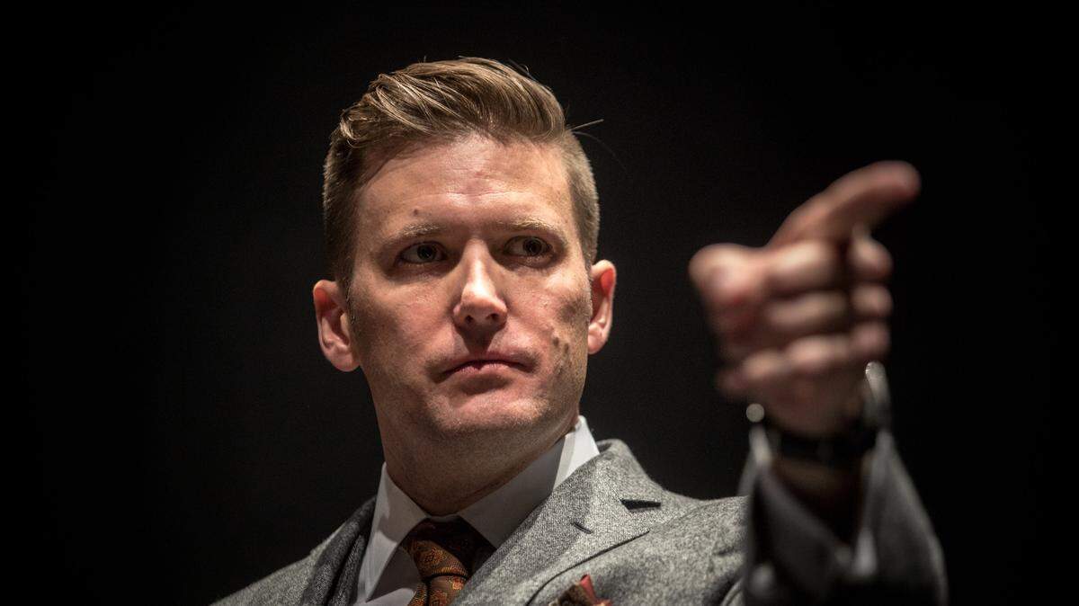 Richard Spencer holds a press conference, October 19, 2017, at the University of Florida, in Gainesville, Florida.
