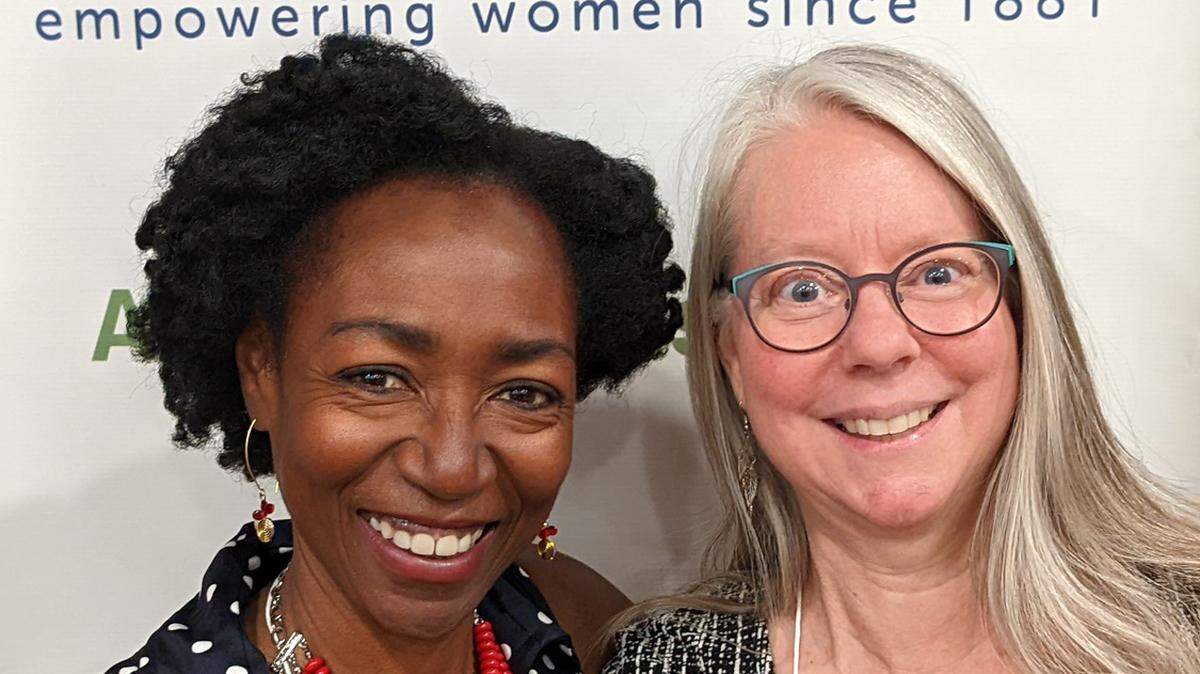 Carline Crevecoeur, left, and Ann Echols are the new co-presidents of AAUW State College.