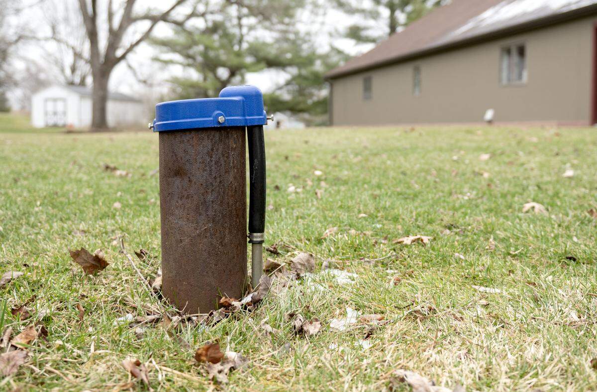 Access to the water well in Rick Weyer’s backyard. His well, along with others in the neighborhood, were contaminated by PFAS. 