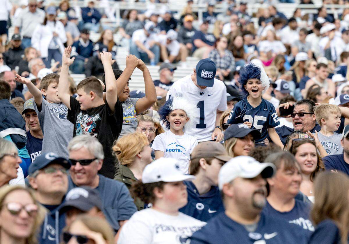 Penn State fans cheer during the Blue-White game on Saturday, April 26, 2025.