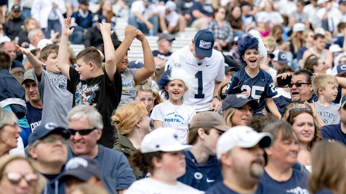 Penn State fans cheer during the Blue-White game on Saturday, April 26, 2025.