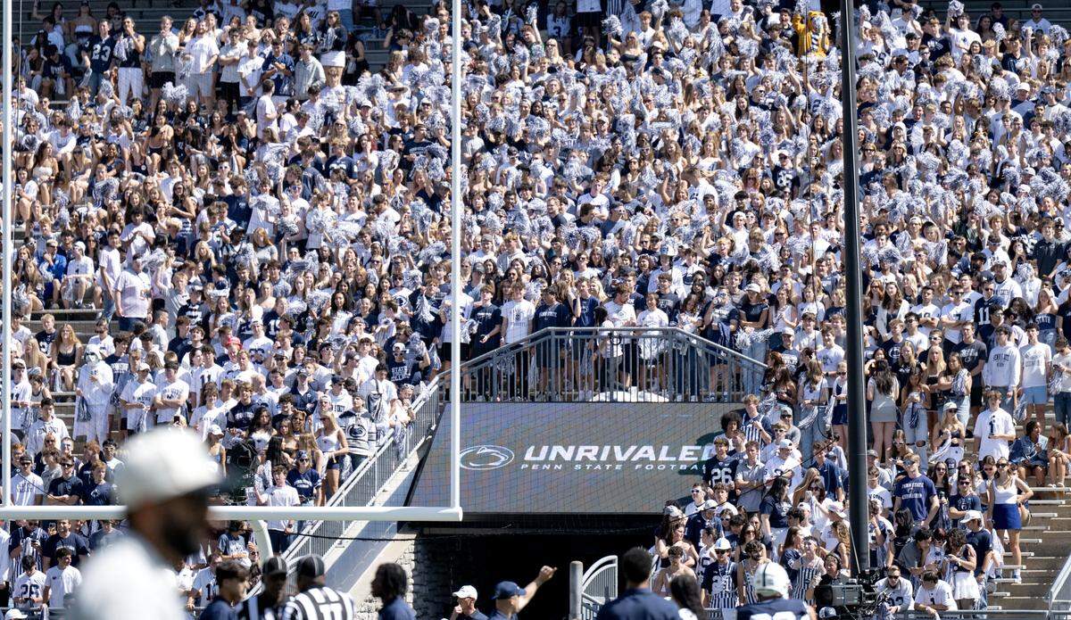 A new digital sign has been installed over the home team tunnel for the season opener at Beaver Stadium on Saturday, Aug. 30, 2025.  