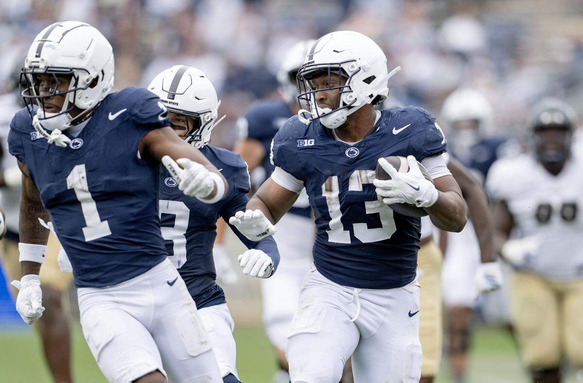 Penn State running back Kaytron Allen runs for a touchdown during the game against FIU on Saturday, Sept. 6, 2025 at Beaver Stadium.  