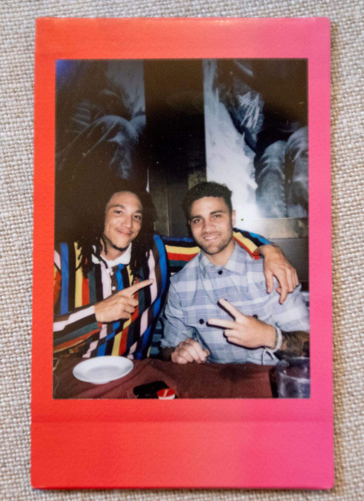 A polaroid of Spencer Bivens and his friend Saige Jenco, a fellow State High alum who went on to play for the Los Angeles Dodgers’ organization as a minor leaguer.