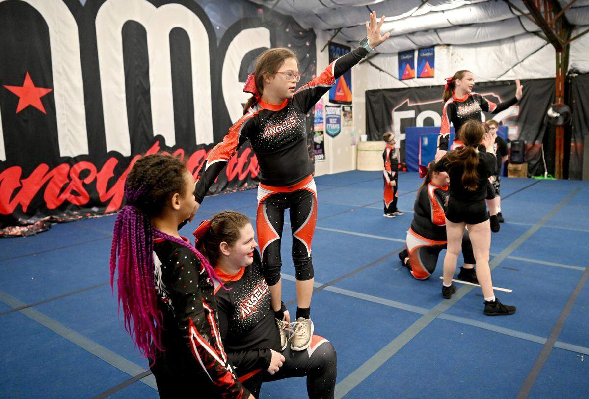 The Fame Angels practice their routine on Tuesday, March 12, 2024.