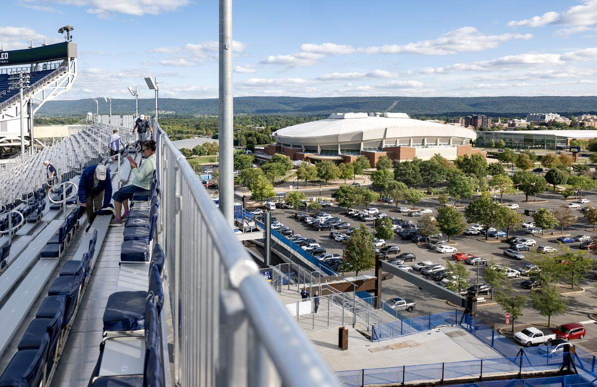 The Bryce Jordan Center as seen from the top row of the temporary stands on the west side of Beaver Stadium on Friday, Aug. 29, 2025.  