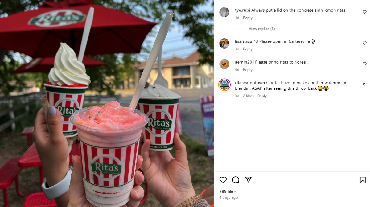 Rita’s Italian Ice and Frozen Custard will give away free six-ounce cups of Italian ice on the first day of spring, March 19.