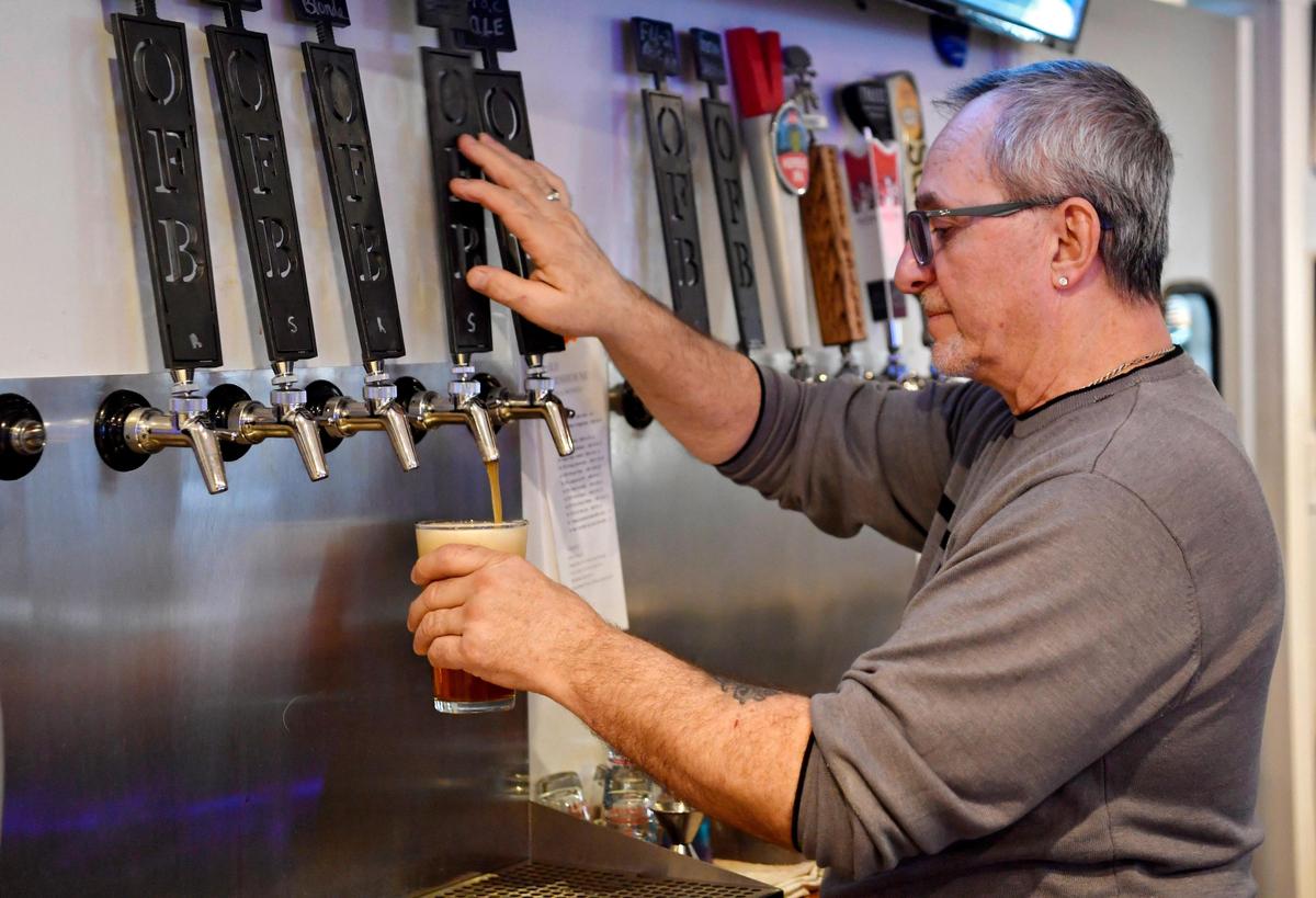 David Faussette pours the Old Farmhouse Brewery’s Been Drinking Bitters on Tuesday.