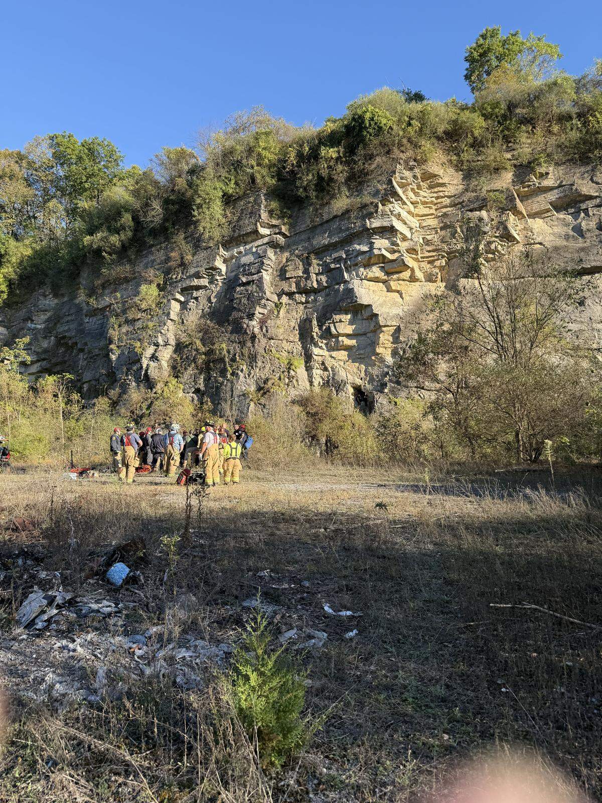 Emergency crews respond to a rescue at J4-cave on Wednesday, Oct. 1, 2025.  