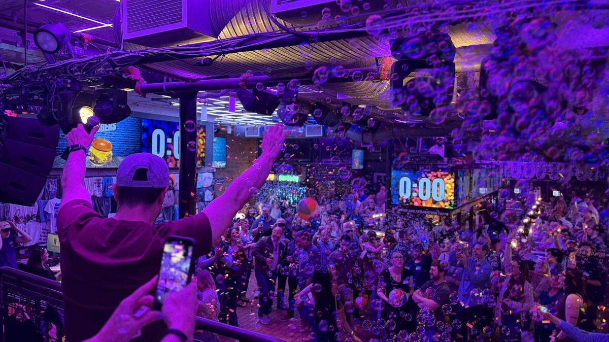 Townsfolk celebrate the start of summer with a countdown at Champs in State College on May 15, 2026. Summer started at 6:34 p.m.