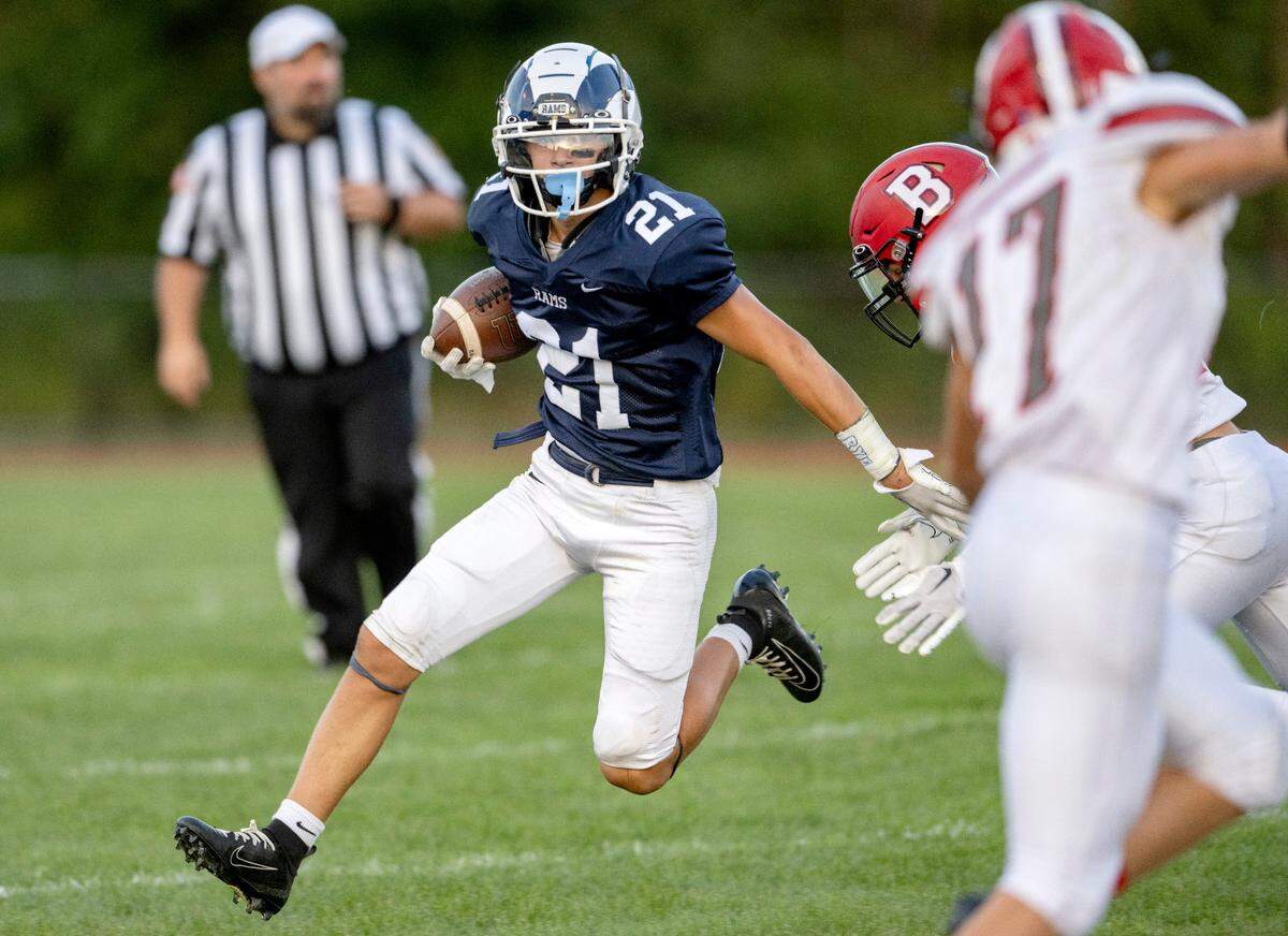 Penns Valley’s Ty Watson cuts down the field with the ball during the game against Bellefonte on Friday, Sept. 2, 2022.