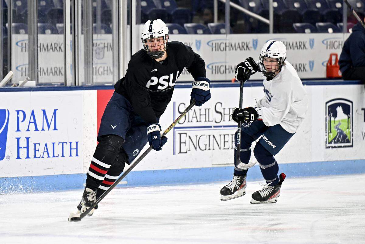 Penn State club hockey practices on Tuesday, Jan. 20, 2026 at Pegula Ice Arena. 