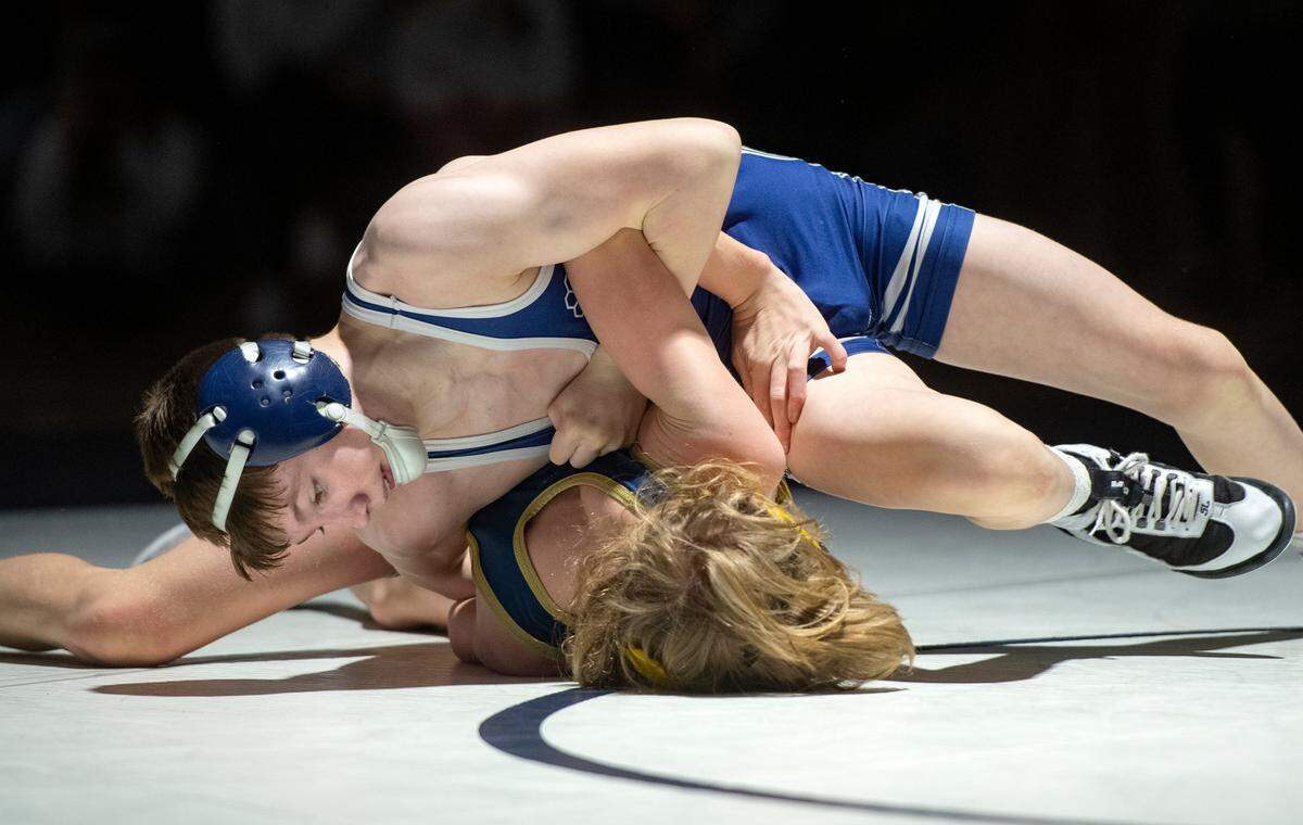 Penns Valley’s Jack Darlington, pictured hereon Jan. 12, collected his fourth major decision of the year this week. He is tied with five other wrestlers for the county lead.