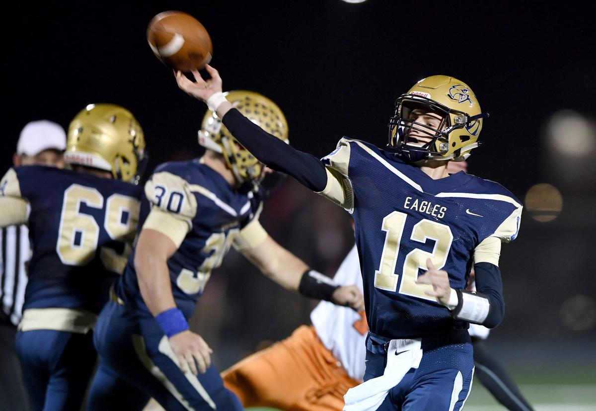 Bald Eagle Area’s Jaden Jones makes a pass that was incomplete during the game against Jersey Shore on Friday, Oct. 18, 2019.
