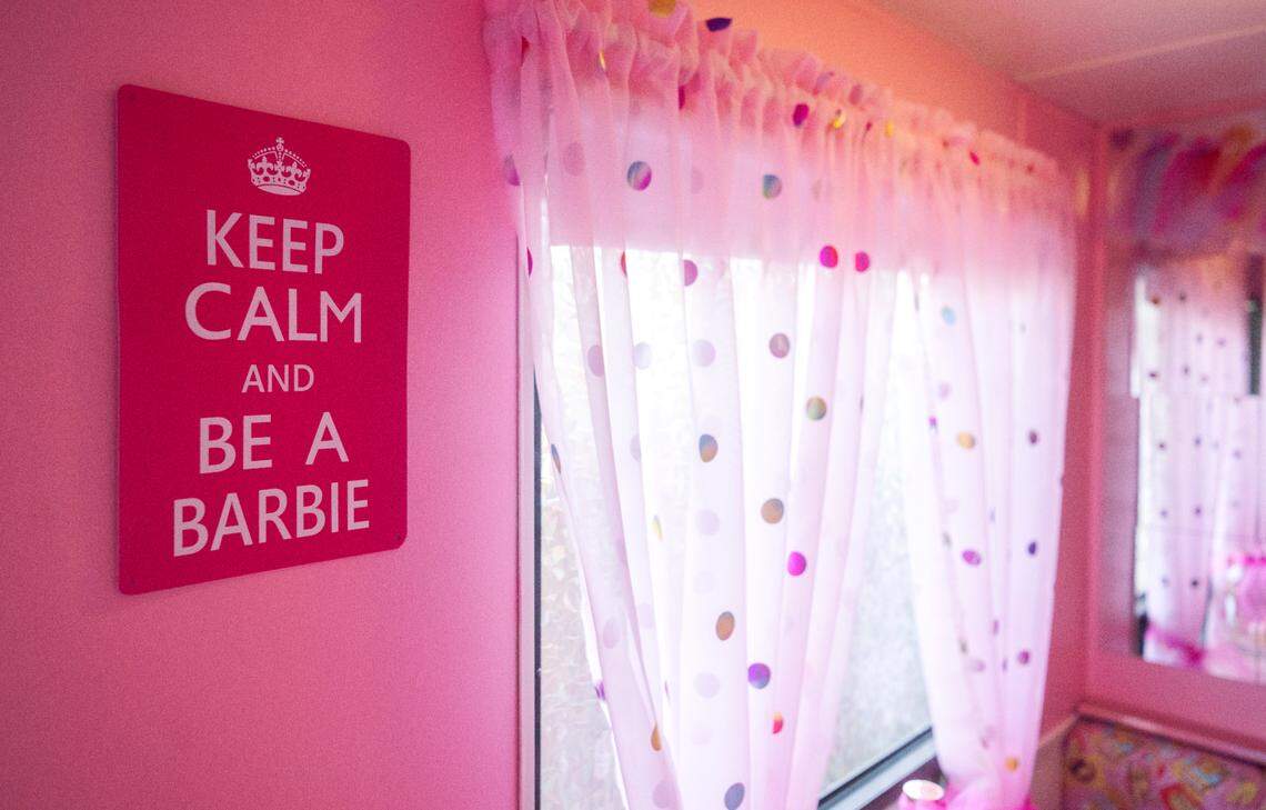 Decorations in the Barbie camper.