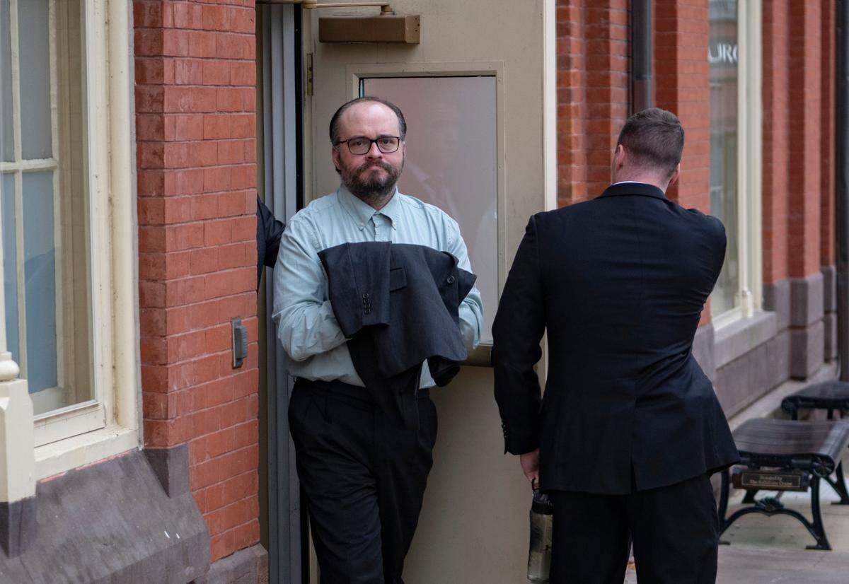 Christopher Kowalski leaves the Centre County Courthouse Annex after the first day of his trial on Oct. 31, 2022.