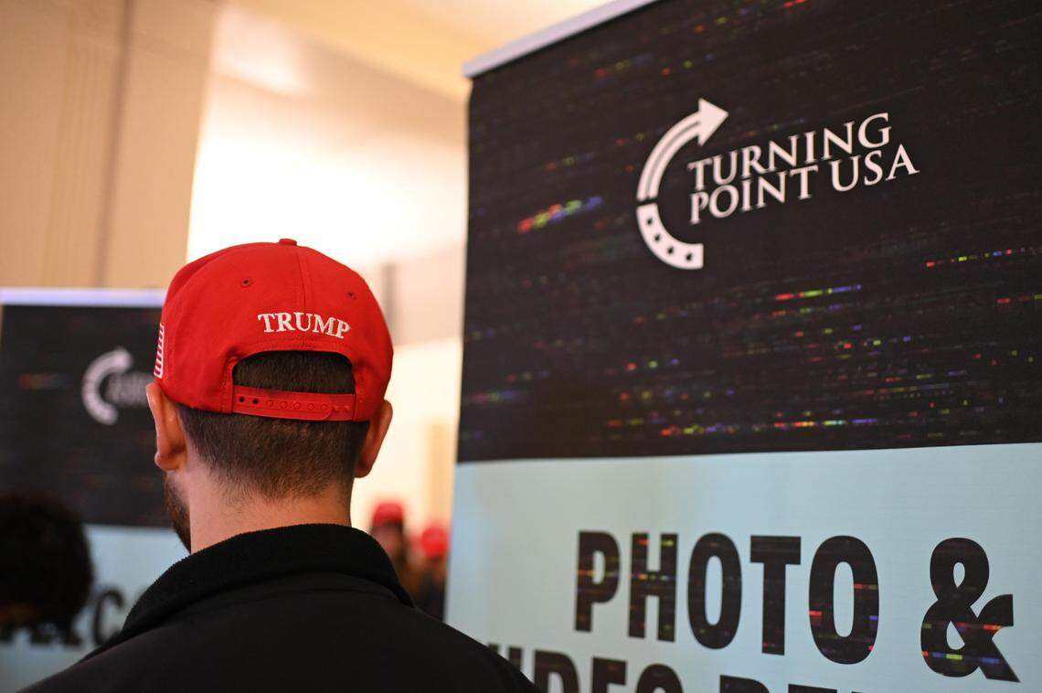Student attendees gather at the Sparks Building during a Turning Point USA event hosting Vivek Ramaswamy on Thursday, Oct. 17, 2024.