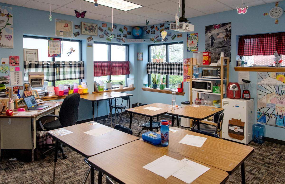 A look in Dee Verbeck’s high school room at Soaring Heights School on Wednesday.