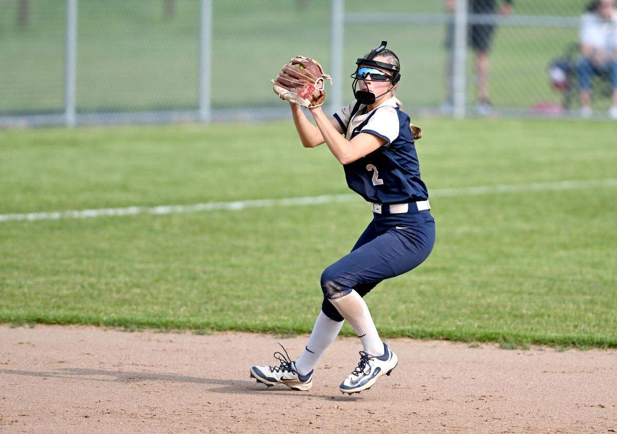 Bald Eagle Area’s Addisyn Burns field the ball and makes the throw to first for an out during the game against Avonworth on Monday, June 2, 2025.