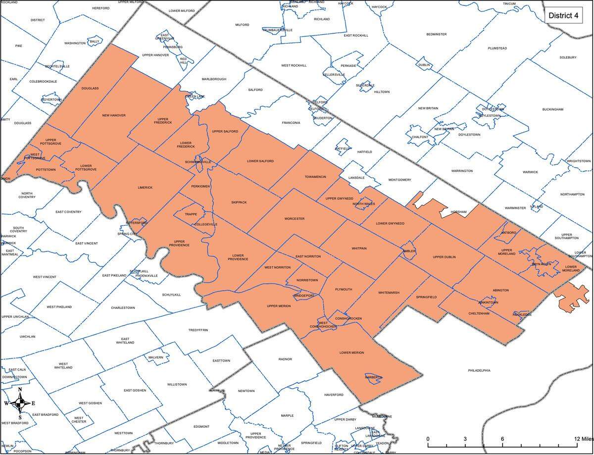 Proposed District 4 meets the standard for contiguity, as no section is detached.