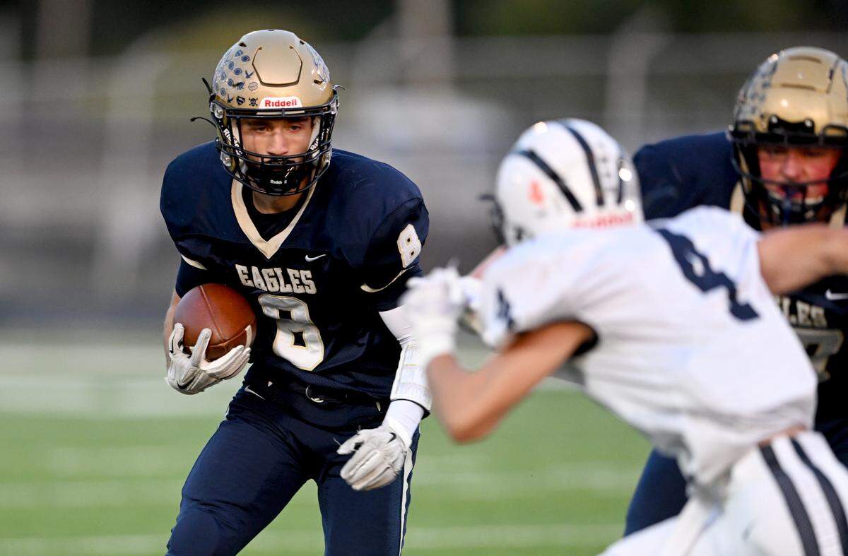 Bald Eagle Area’s Cameron Dubbs runs with the ball during the game against Philipsburg-Osceola on Friday, Sept. 22, 2023.