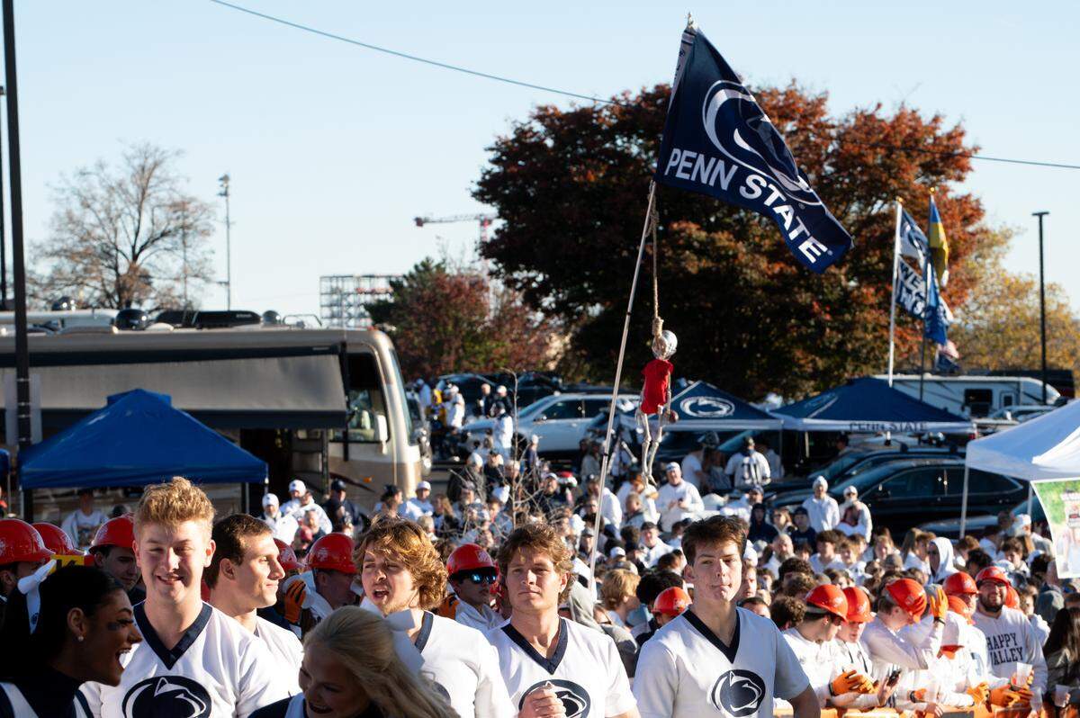 Penn State fans gather on the set of ESPN College GameDay on Saturday, Nov. 2, 2024