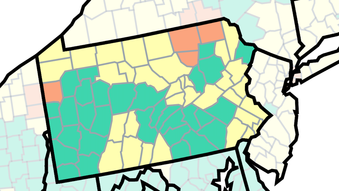 COVID cases in Pennsylvania decline slightly. See the latest CDC community levels map