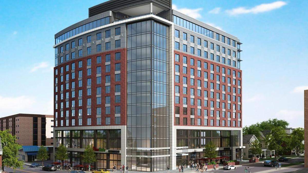 A rendering of The Metropolitan, currently under construction in downtown State College. 
