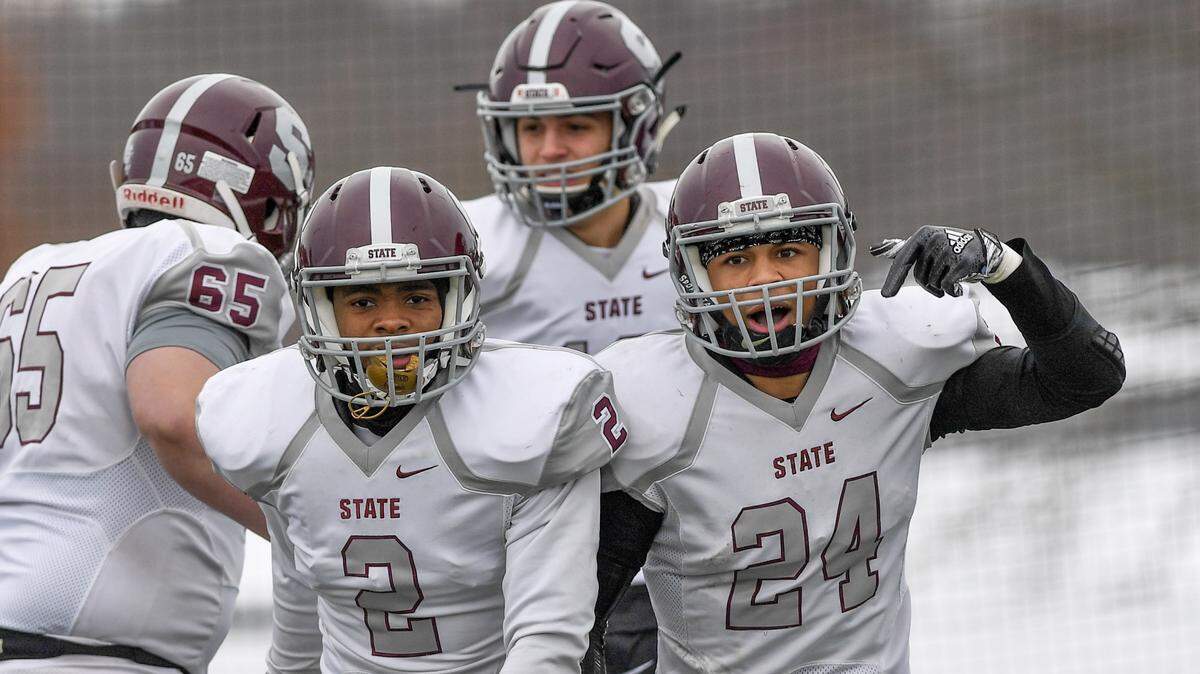 State College and Dresyn Green (24) hope to have more to celebrate after Saturday’s game vs. Pine-Richland.