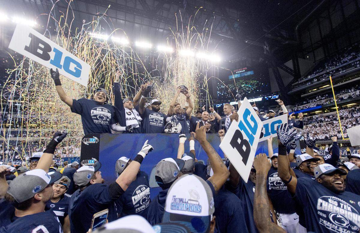The Nittany Lions were the 2016 Big Ten Champions after the 38-31 win over Wisconsin at Lucas Oil Stadium on Saturday, Dec. 3, 2016.  