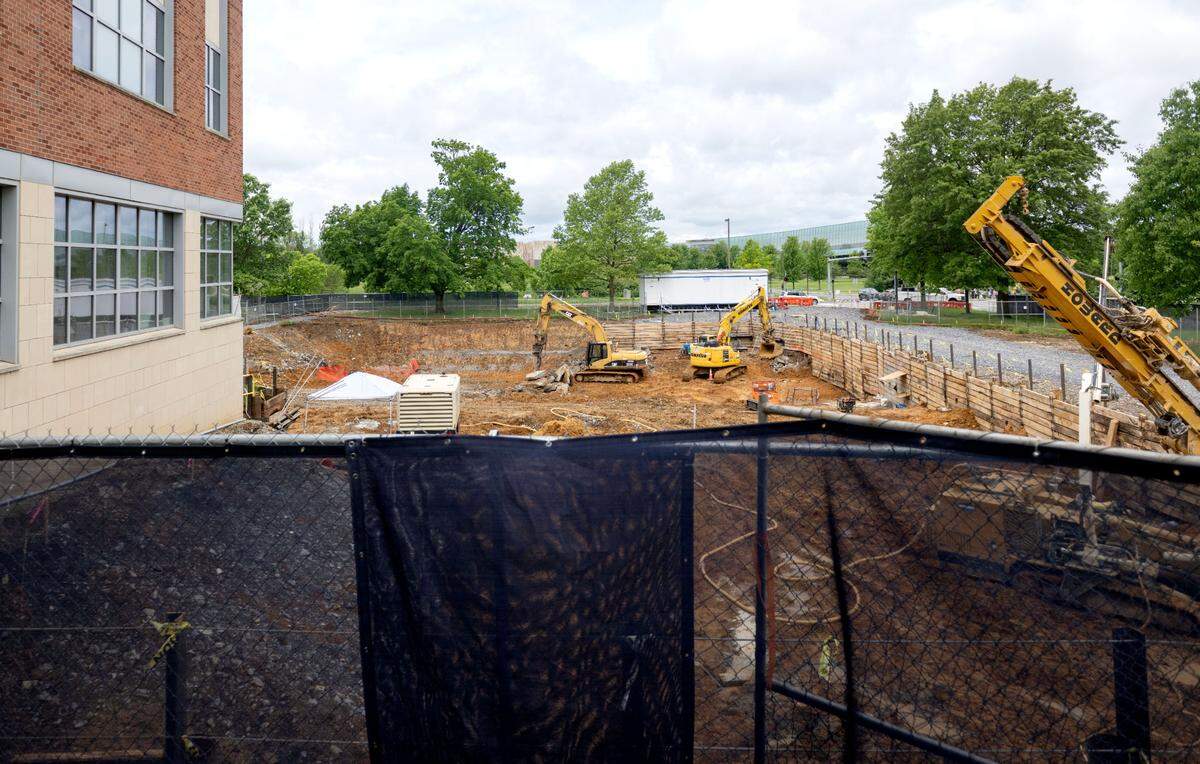 Construction for a new $96 million, three-story classroom building adjacent to the Forest Resources Building is pictured on Thursday, May 29, 2025.
