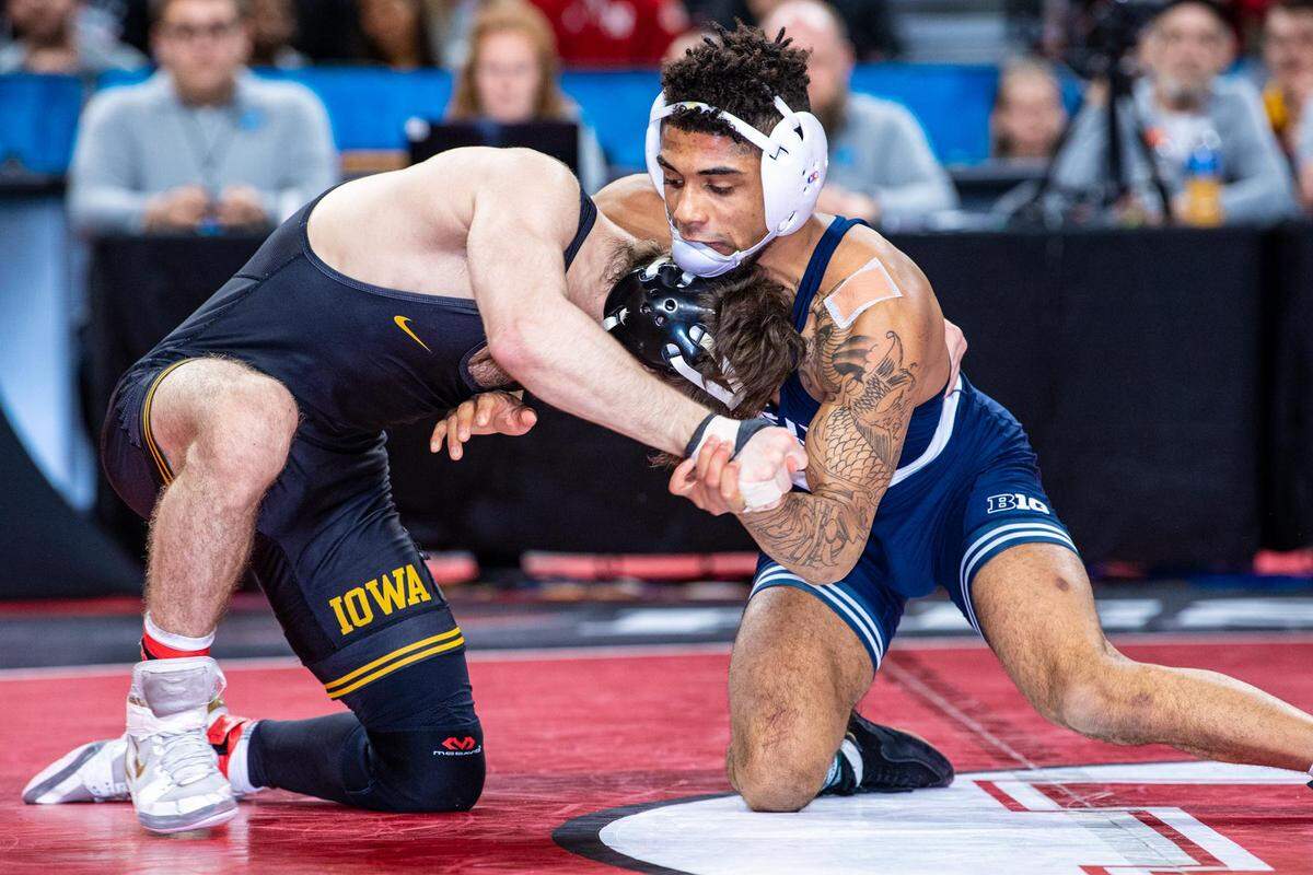 Penn State’s Roman Bravo-Young, pictured here in on March 6, is looking to repeat as the NCAA champ.