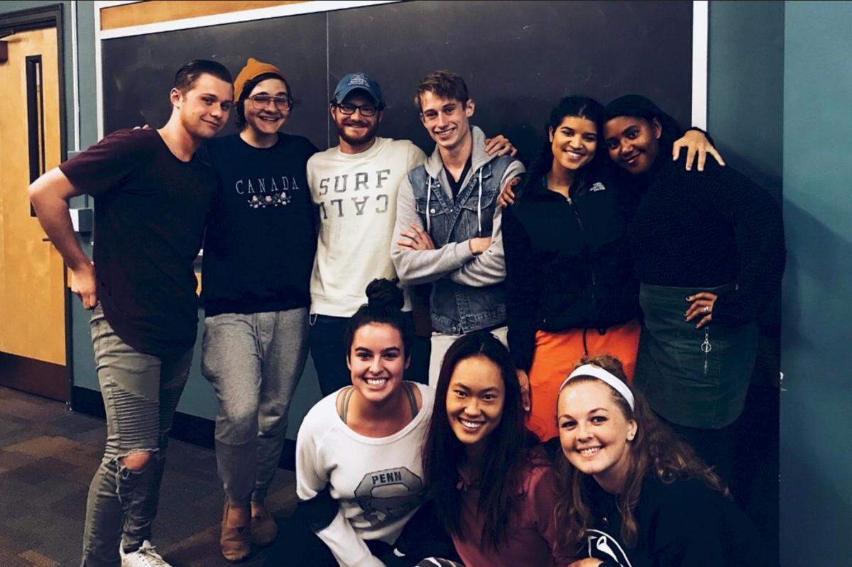 The cast and crew of the student-produced film “The Fallen.” Top row from left, Grant Donghia, DJ Etzi, Jack Boscoe, Mason Hartley, Kyra-Nicole Barkley, Allison Robinson. Bottom row from left, Mary-Katherine Cadden, Kelly Chu, Lilly Adams.