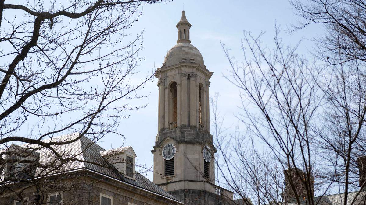 The bell tower of Old Main on the Penn State University Park campus on Thursday, March 13, 2025.  