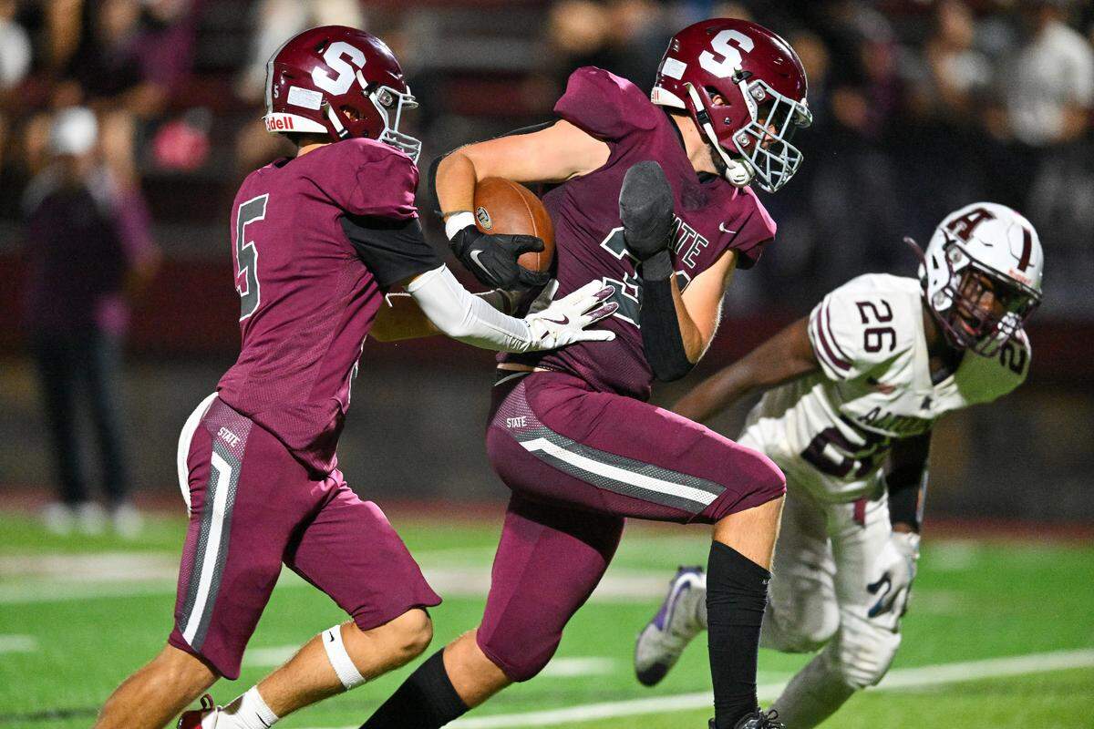  State College’s Thomas Keller scores a touchdown in the home opener against Altoona on Friday, Aug. 30, 2024.