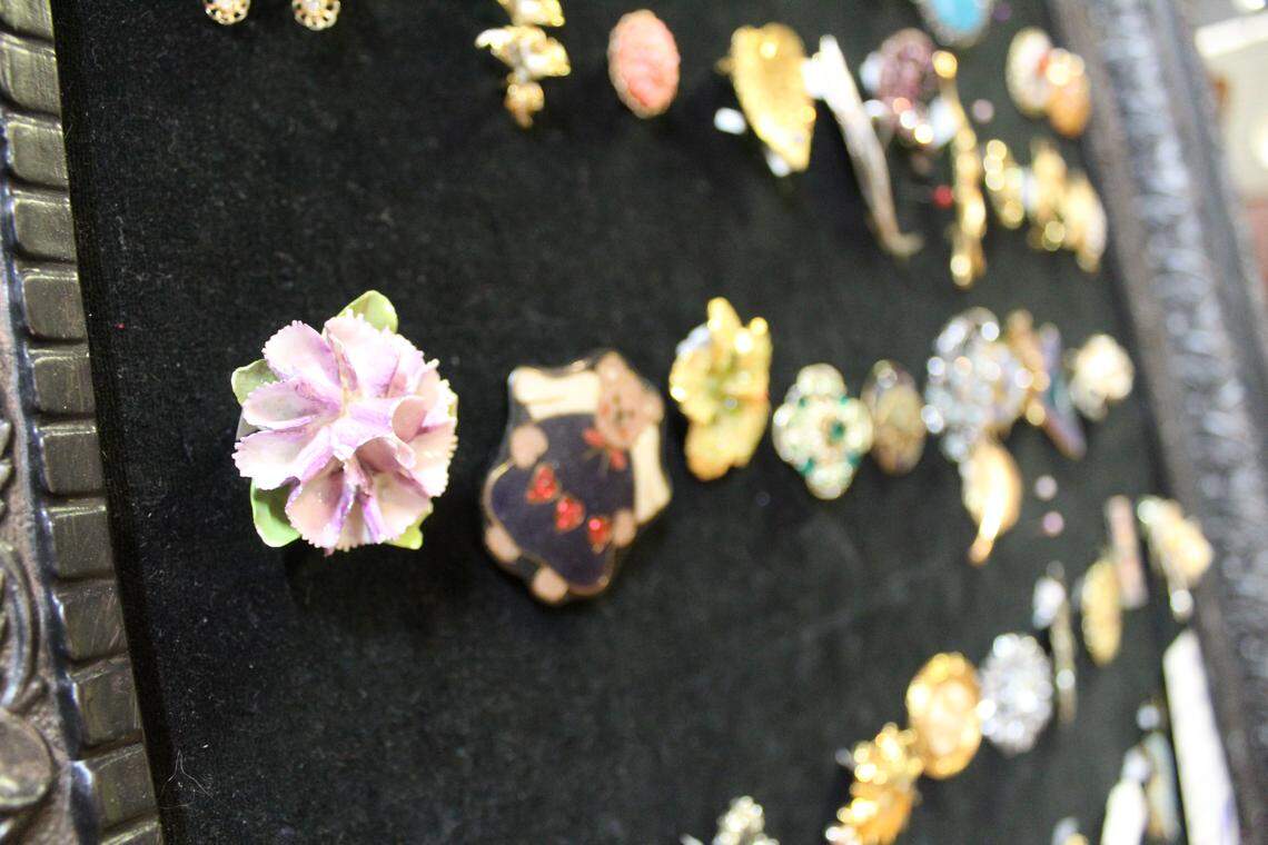 A selection of brooches at The Great Mish Mosh on March 12, 2026.