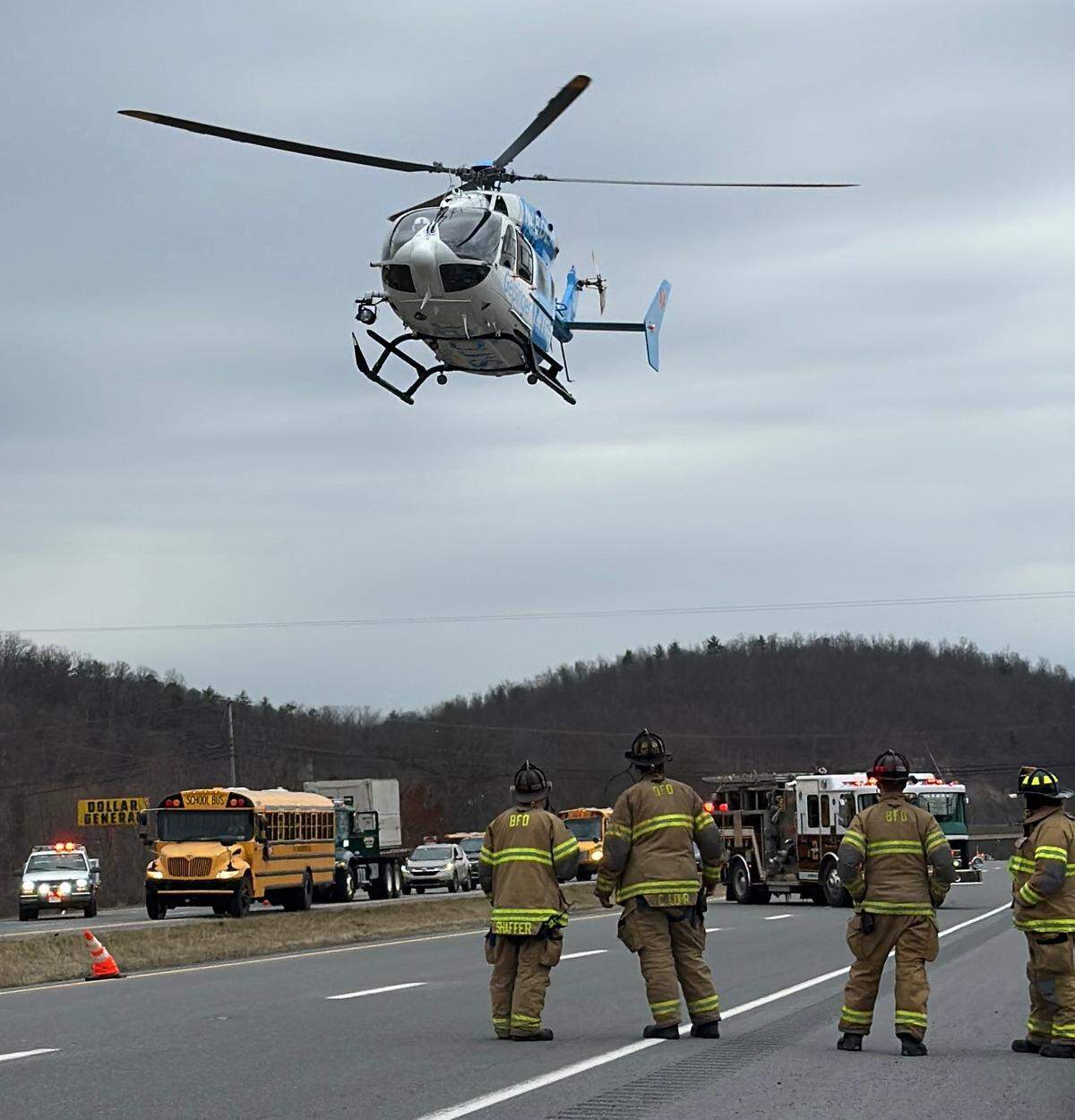 The 300 block of South Eagle Valley Road was completely closed for more than 90 minutes Friday afternoon due to a two-vehicle crash. Life Flight was called to the scene.
