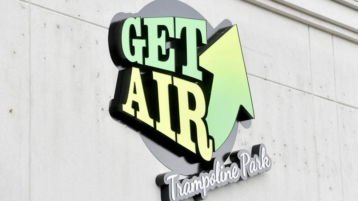 A sign for Get Air Trampoline Park at 2252 E. College Ave.