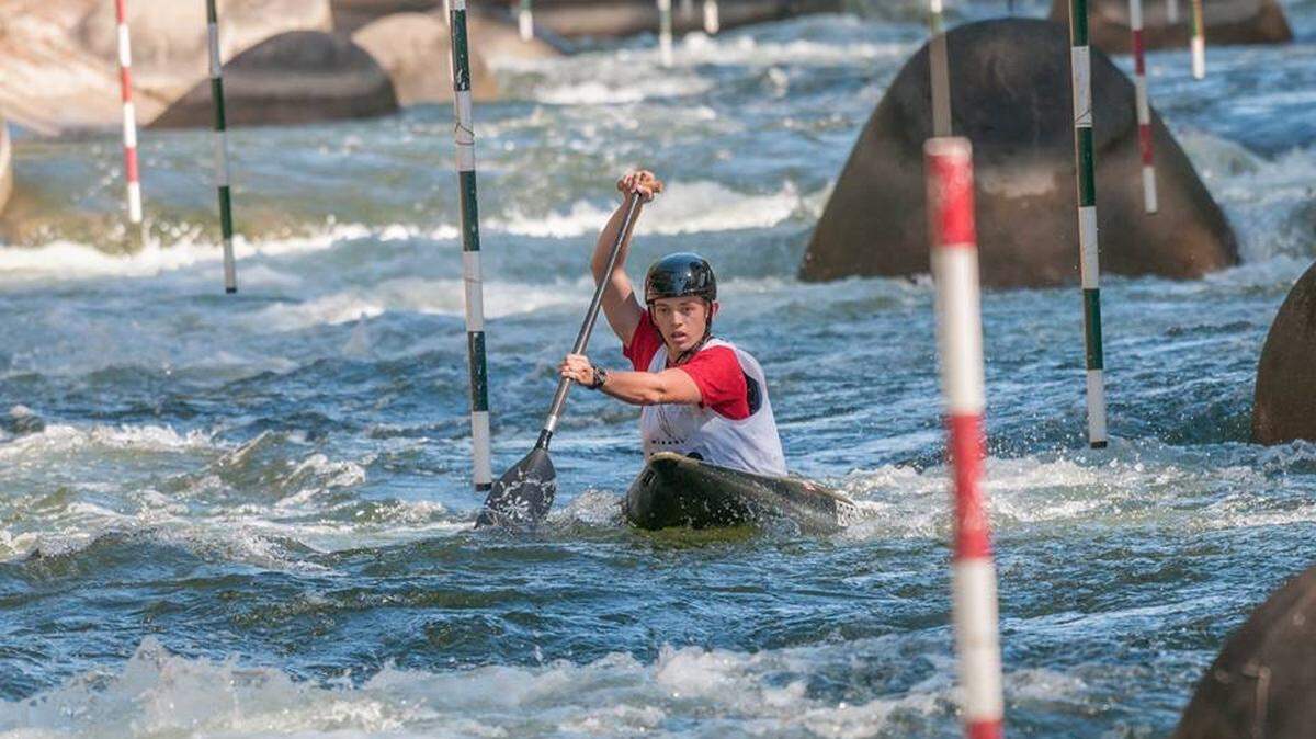 Bald Eagle Area’s Alden Henrie, seen here during a past event, won the gold medal in the U23 men’s single canoe class at the U.S. Whitewater Slalom Team Trials in Oklahoma City last weekend.
